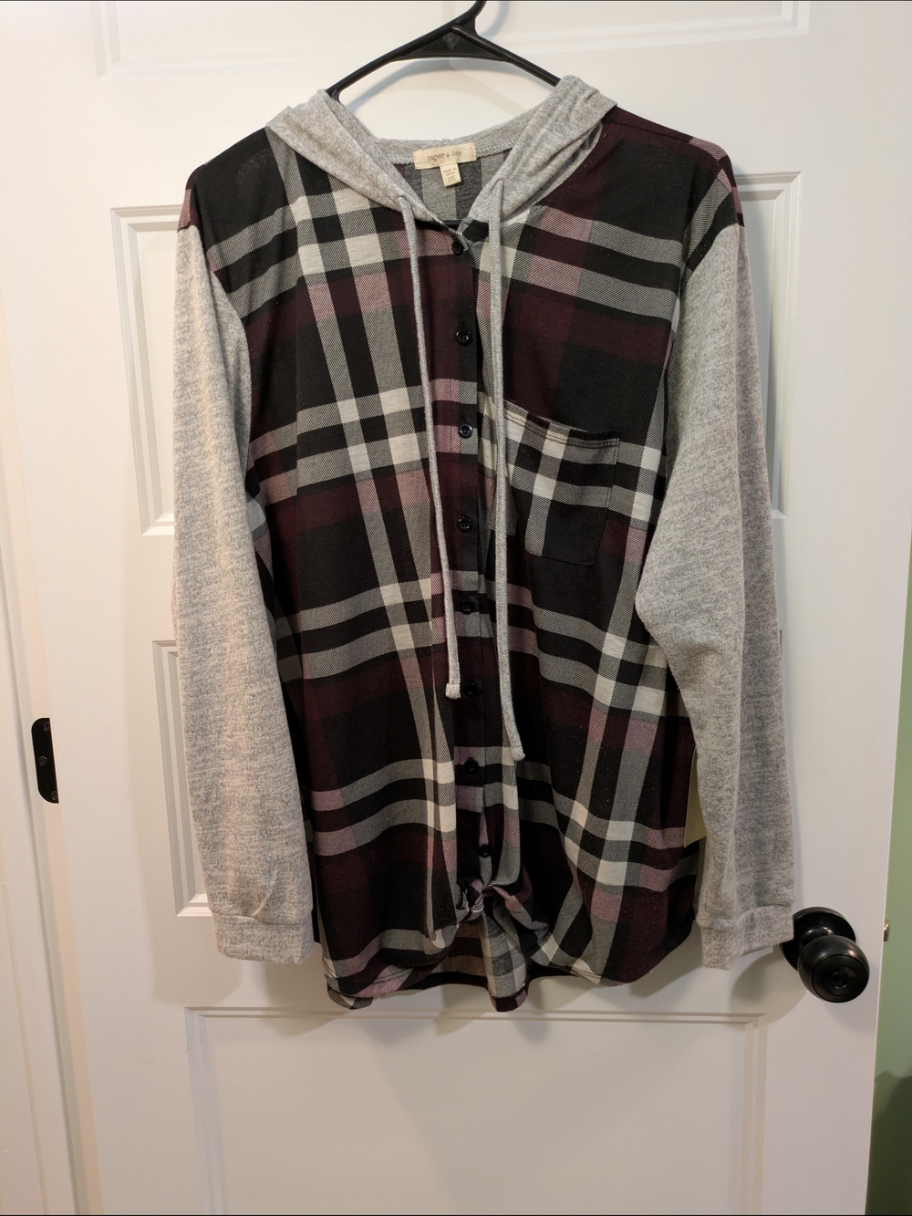 New with tags! paper + tee Gray Knit Top with hood